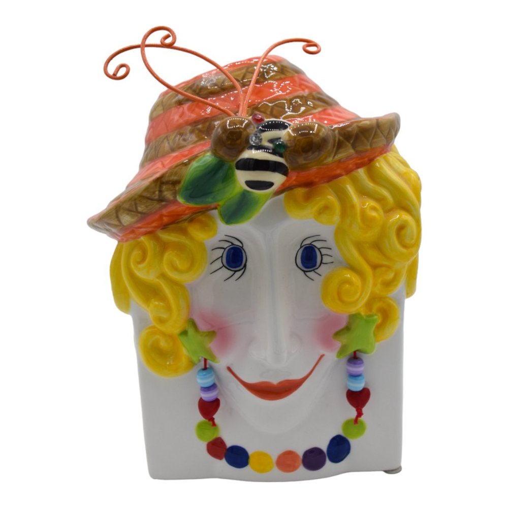 Whimsical Funky Blonde Lady Ceramic Square Tissue Box Cover